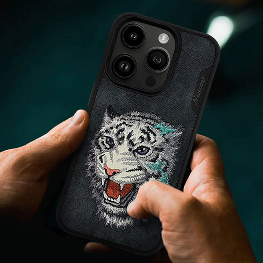 Nimmy Embroidery TPU+PU Leather Shockproof Dazzling Series-Tiger