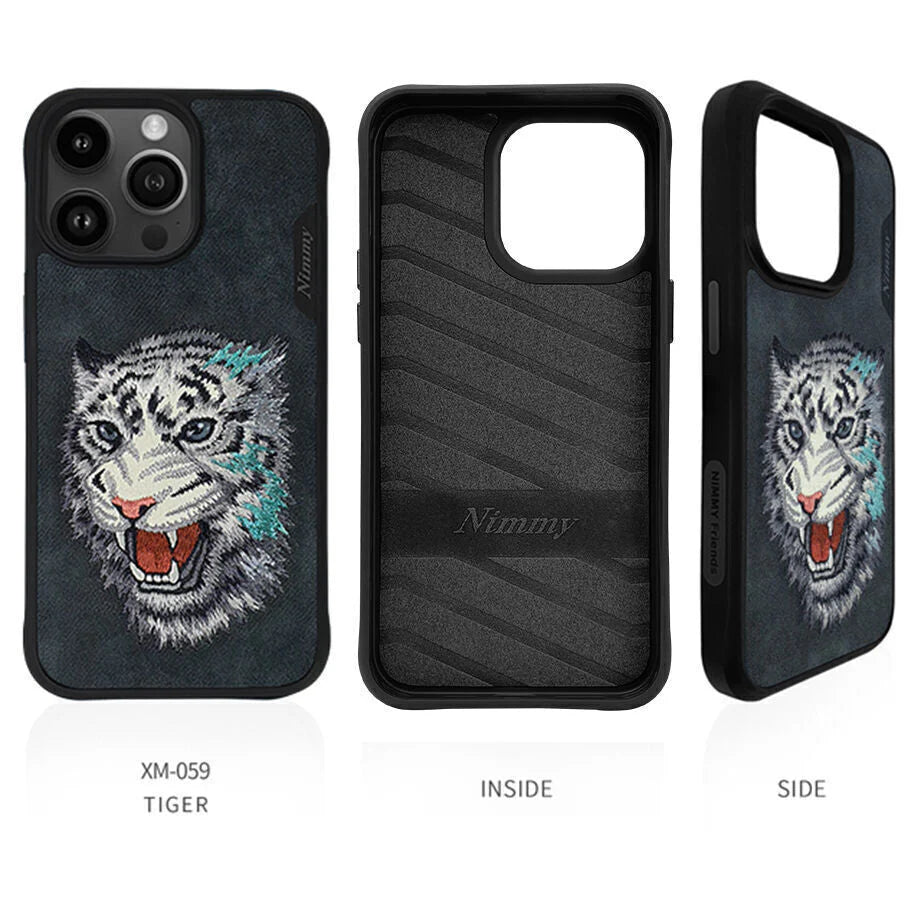 Nimmy Embroidery TPU+PU Leather Shockproof Dazzling Series-Tiger